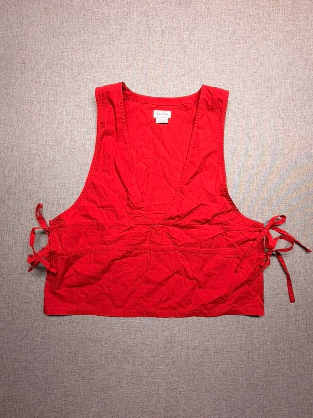 Brixton Red Deep V Neck Lace Up Side Cropped Tank Top Size Large